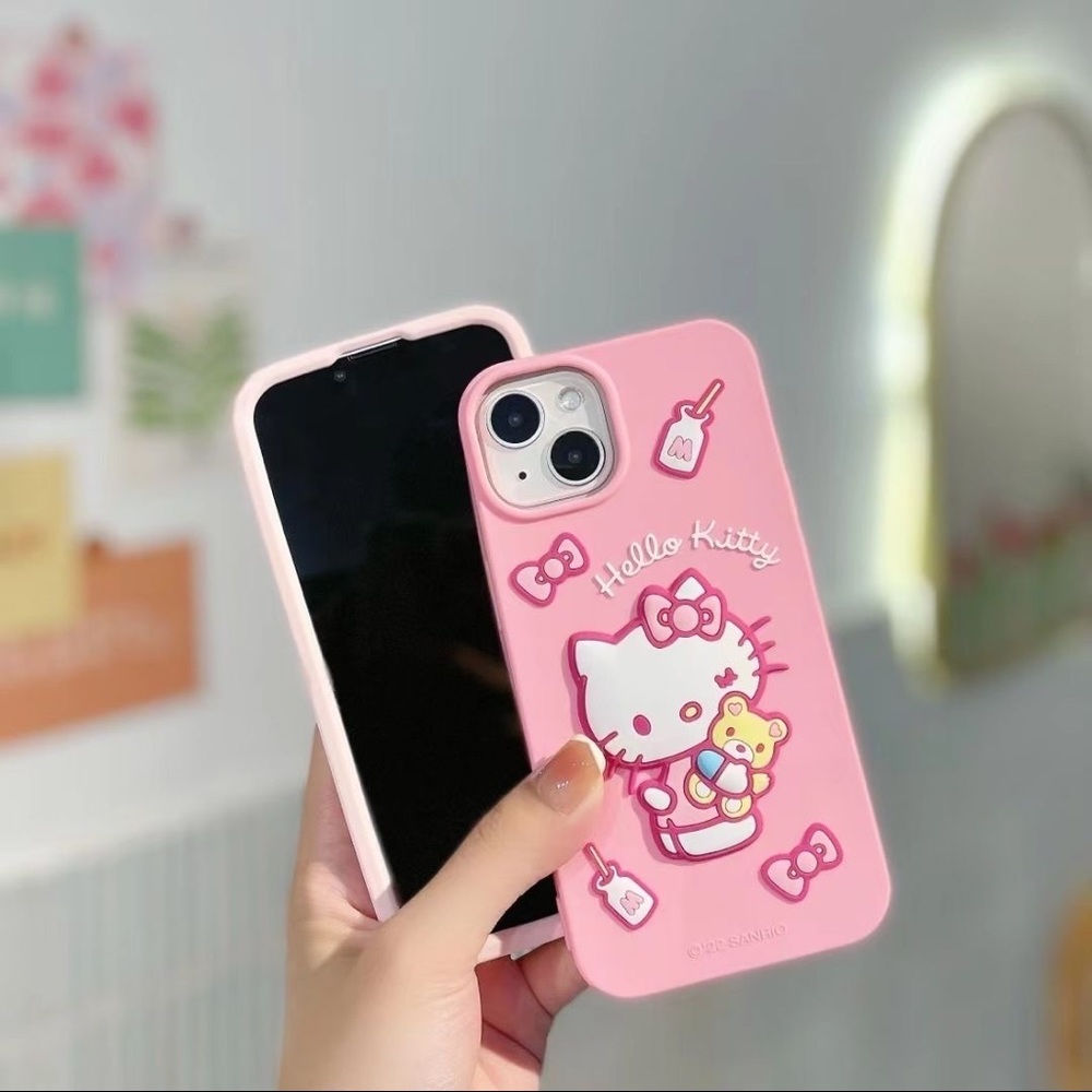 3D Hello Kitty Phone Case in Pink Color
